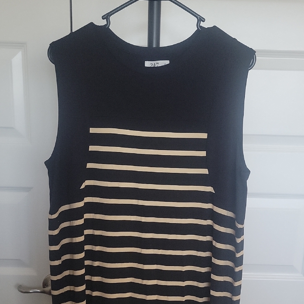 Maurices Black and Tan Striped Sleeveless Dress